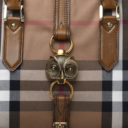 Burberry Bridle Calfskin House Check Owl Medium Orchard Bowling Bag Brown Ochre 11 of 13