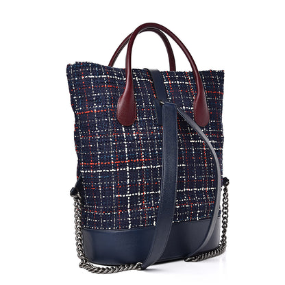 Chanel Tweed Crest Trip Backpack Navy Burgundy 3 of 11