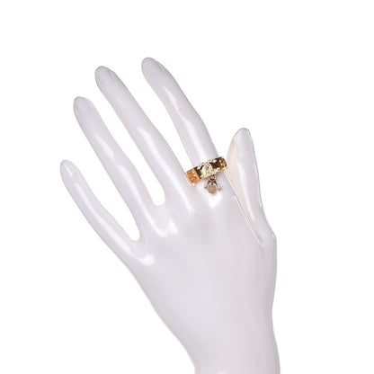 Chanel Crystal CC Logo Ring 53.1 6.5 Gold 2 of 4