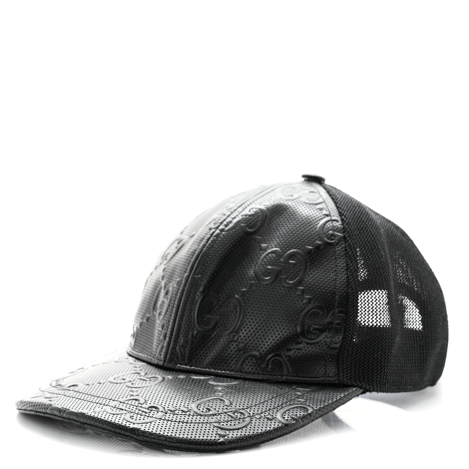 Gucci Calfskin Mesh GG Tennis Embossed Gary Baseball Hat M Black 3 of 18