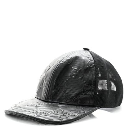 Gucci Calfskin Mesh GG Tennis Embossed Gary Baseball Hat M Black 3 of 18