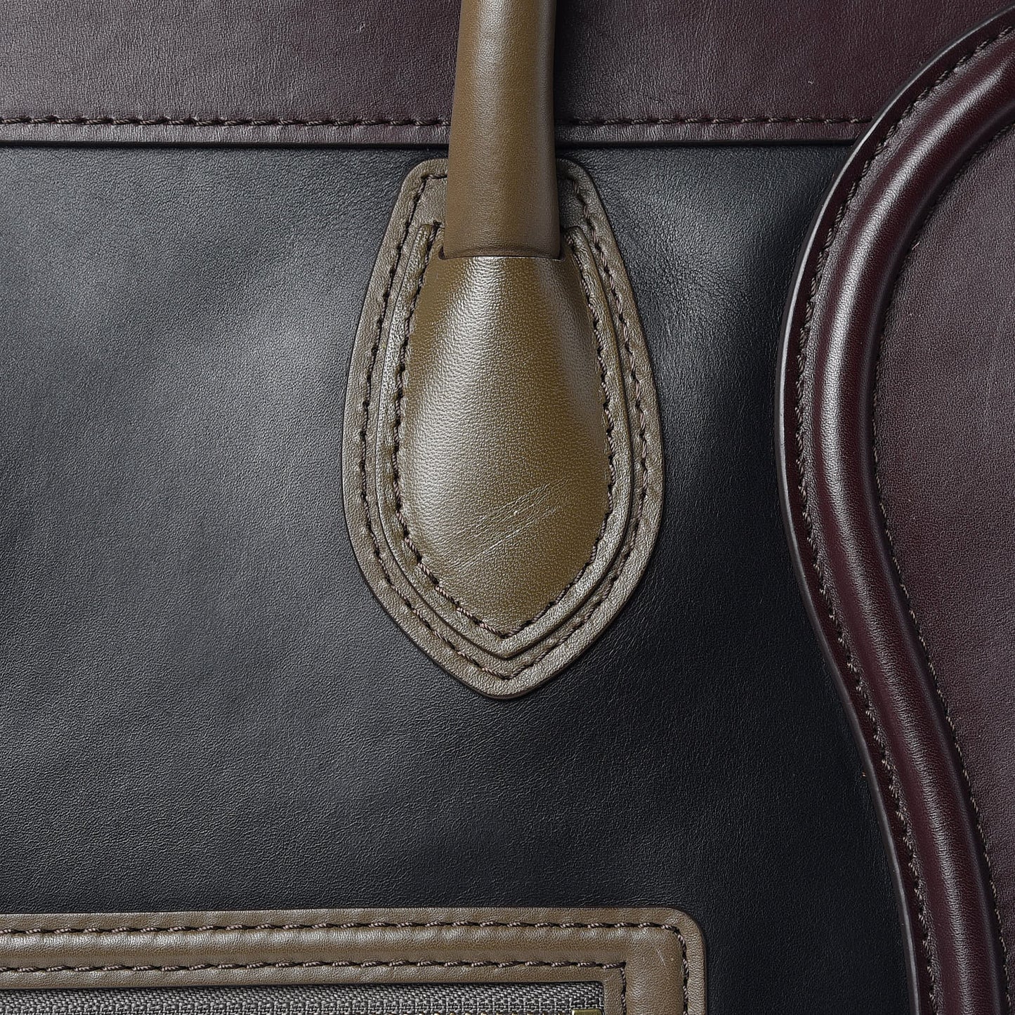 Smooth Calfskin Mini Tri-Color Luggage Black