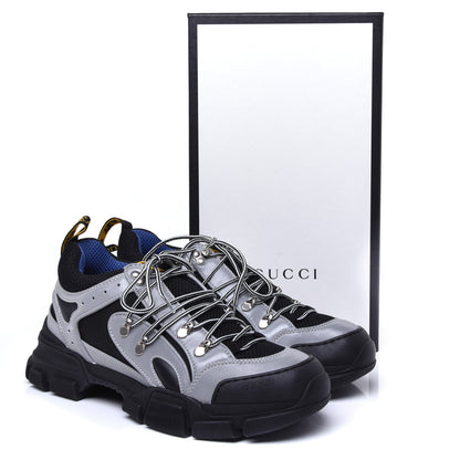 Gucci X SEGA Mesh Technical Canvas Calfskin Reflective Mens Flashtrek Sneakers 9 Silver Black 10 of 10