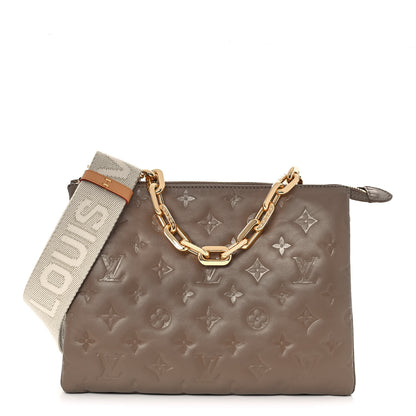 Louis Vuitton Lambskin Embossed Monogram Coussin PM Taupe 1 of 10