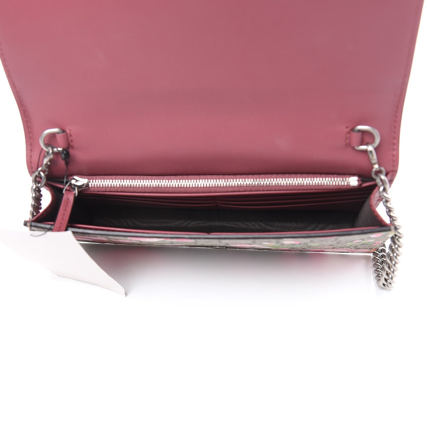 GG Supreme Monogram Blooms Chain Wallet Beige Multicolor Dry Rose