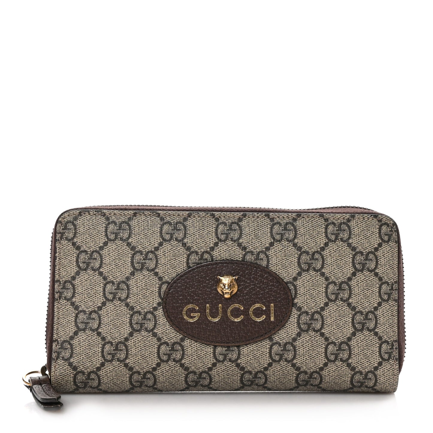GG Supreme Monogram Neo Vintage Zip Around Wallet Beige Crop New Acero