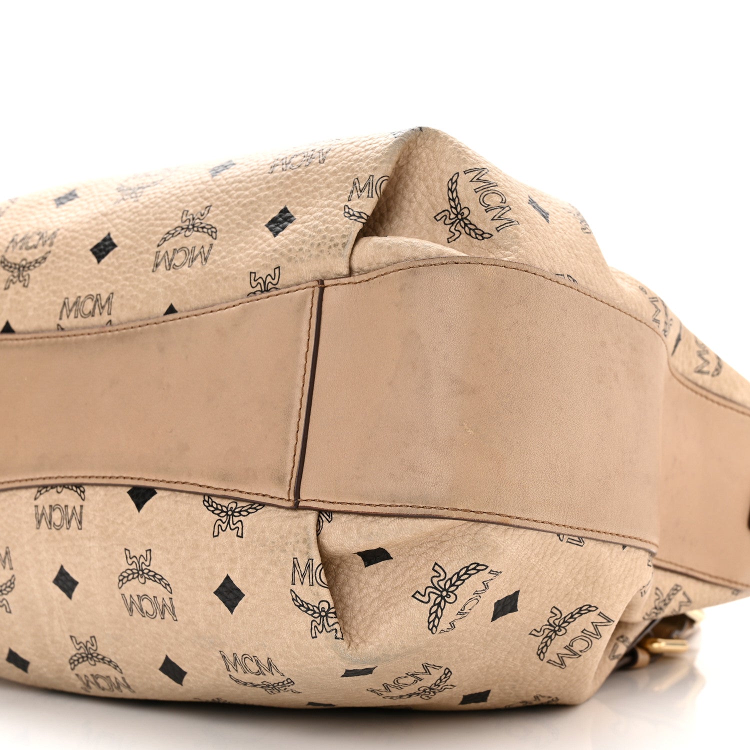 MCM Visetos Drawstring Bucket Bag Beige 10 of 14