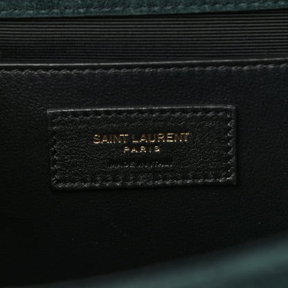 Saint Laurent Suede Mixed Matelasse Triquilt Medium Monogram Envelope Satchel Algae 6 of 10