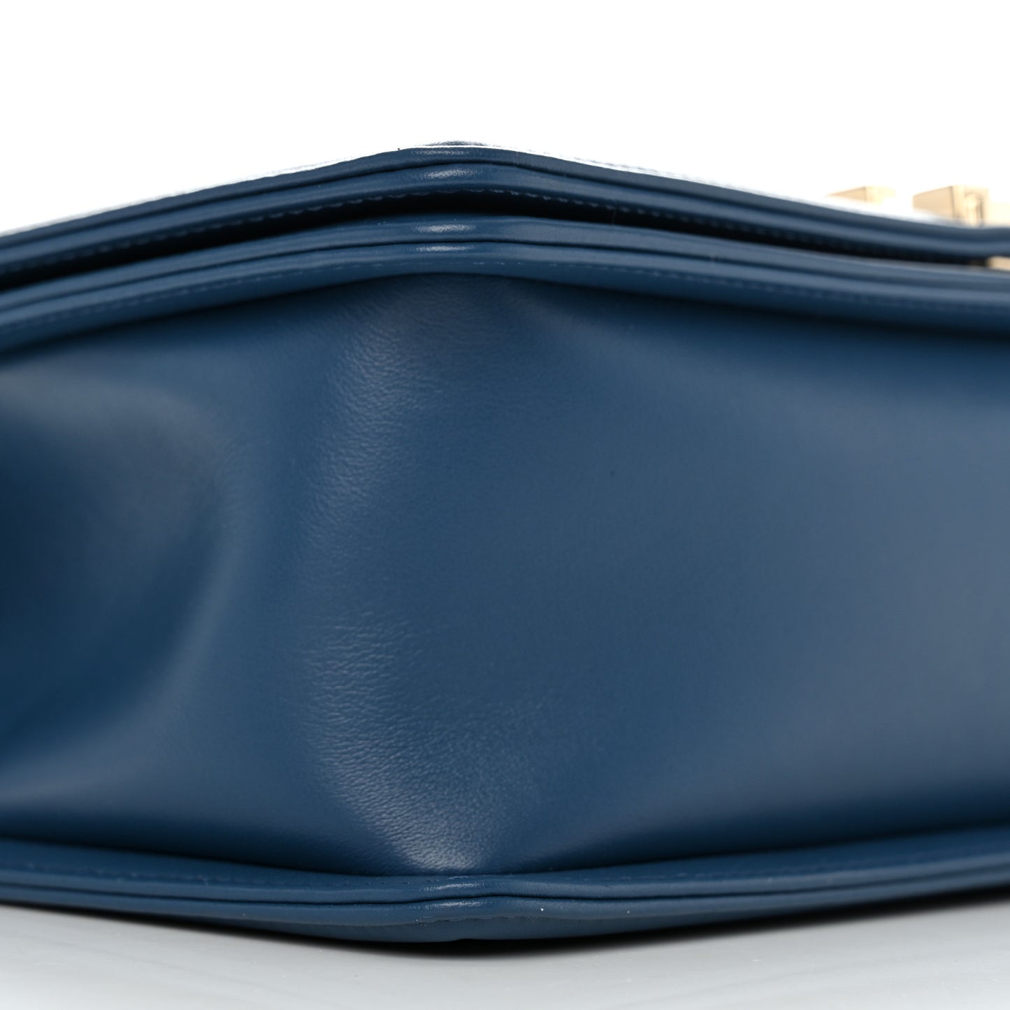 Calfskin Chevron Quilted Medium Boy Flap Blue