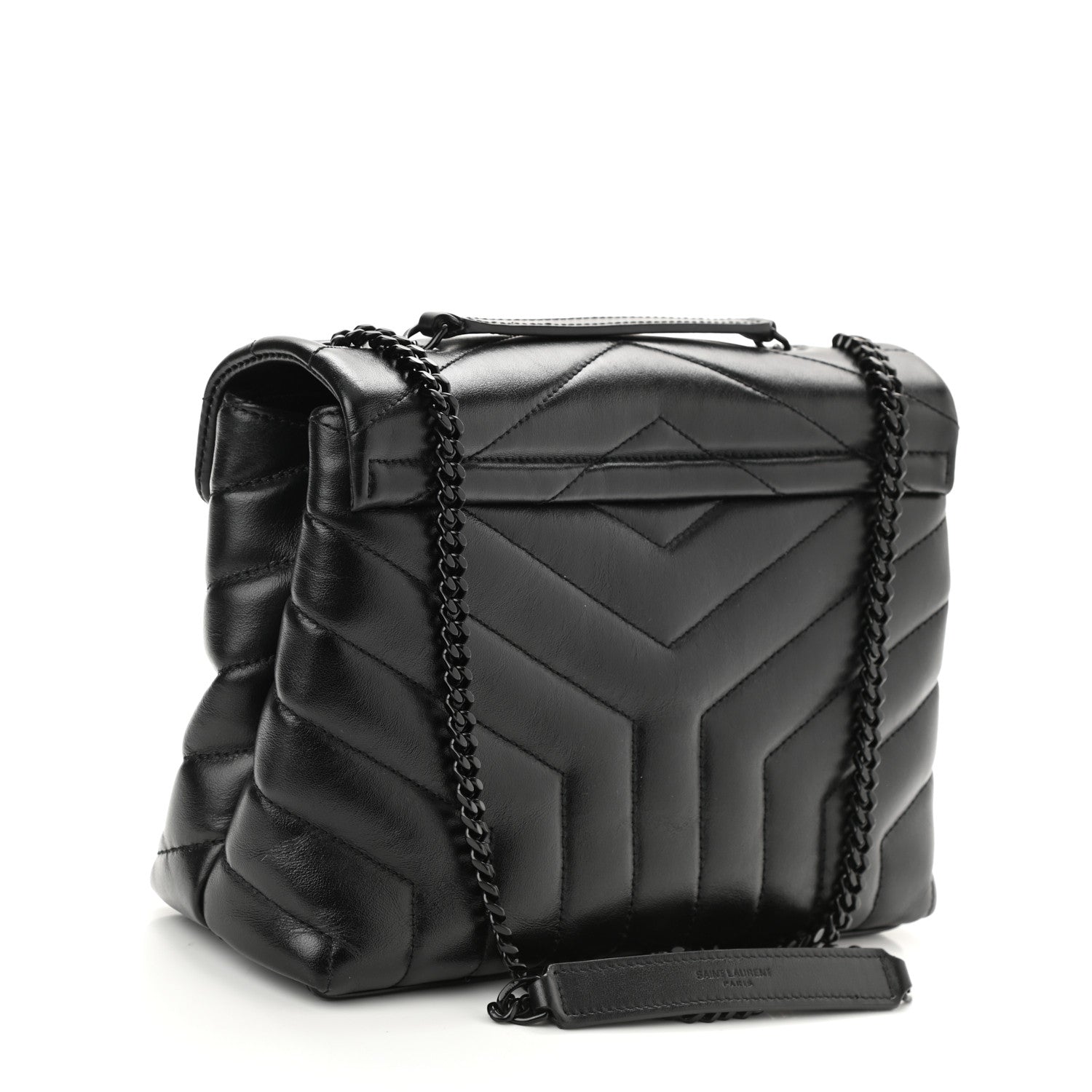 Saint Laurent Calfskin Y Quilted Monogram Monochrome Small Loulou Chain Satchel Black 2 of 10