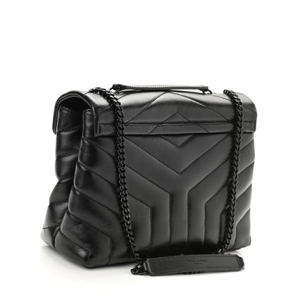 Saint Laurent Calfskin Y Quilted Monogram Monochrome Small Loulou Chain Satchel Black 2 of 10