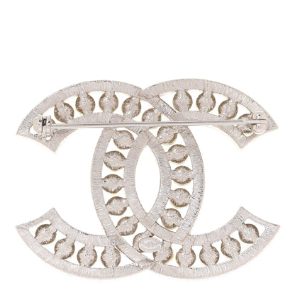 Chanel Pearl Crystal CC Brooch Silver 3 of 5