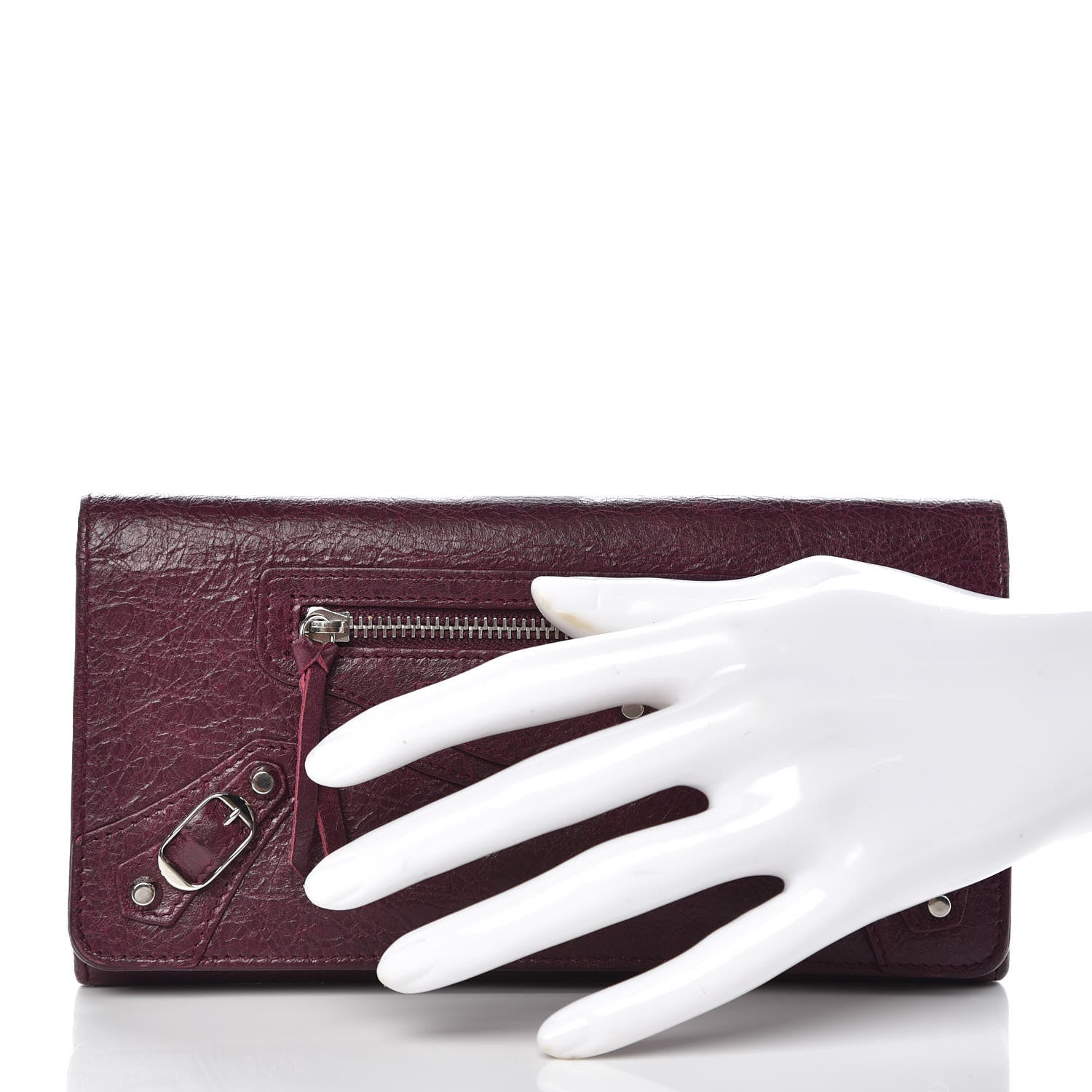 Balenciaga Agneau Classic Silver Hardware Money Wallet Violet Prune 2 of 9