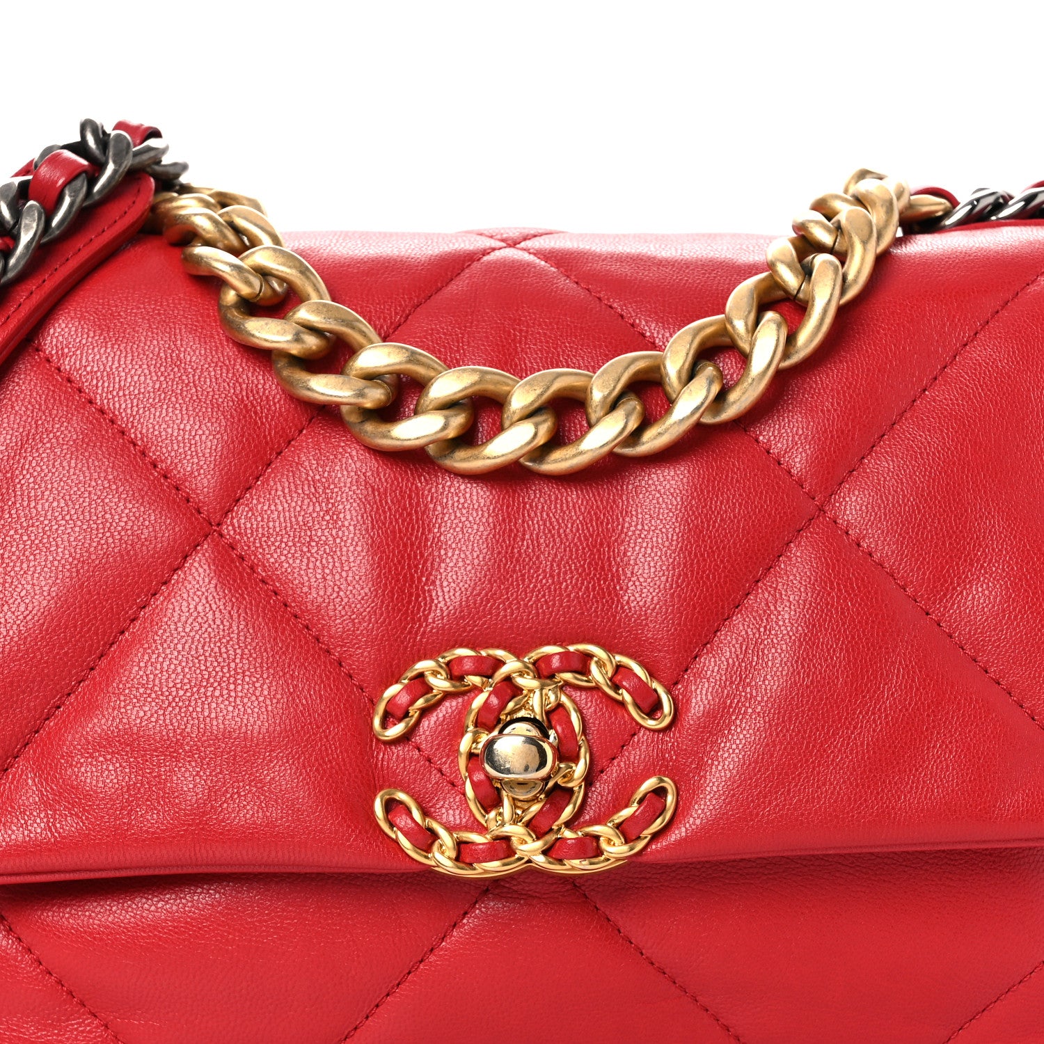 Chanel Lambskin Quilted Medium Chanel 19 Flap Red 8 of 11