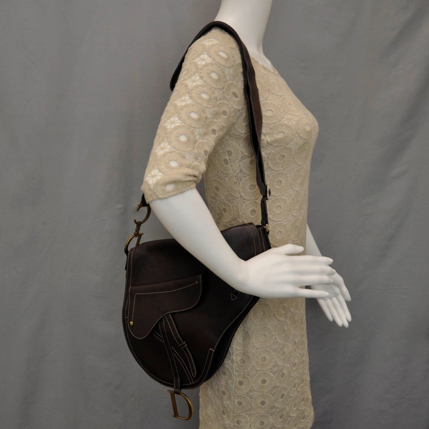 Christian Dior Leather Baudrier Saddle Bag Brown 4 of 12