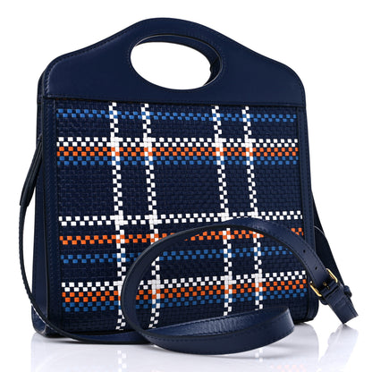 Burberry Calfskin Nylon Tartan Mini Pocket Bag Blue White Orange 3 of 8