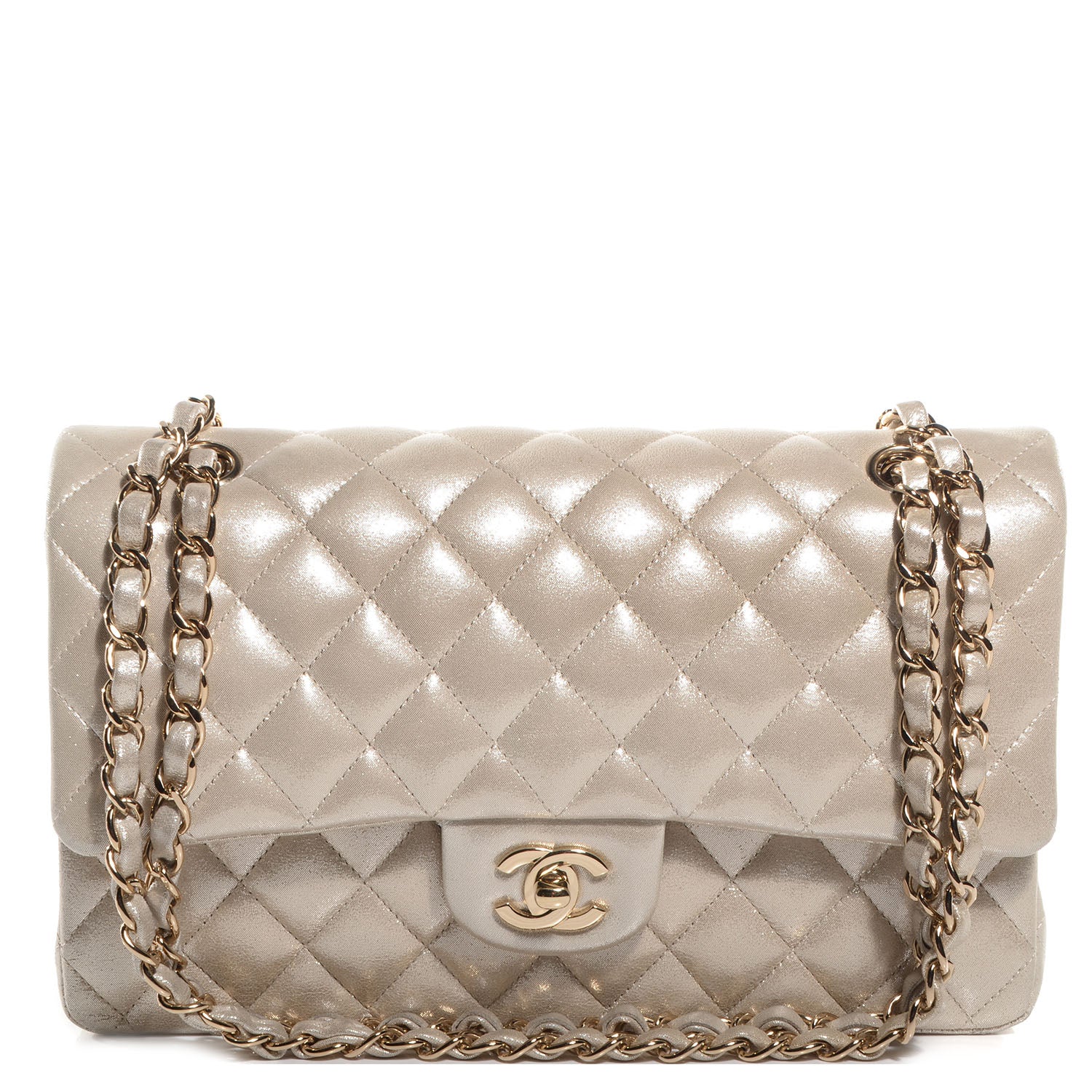 Chanel Iridescent Calfskin Medium Double Flap Light Gold 1 of 8