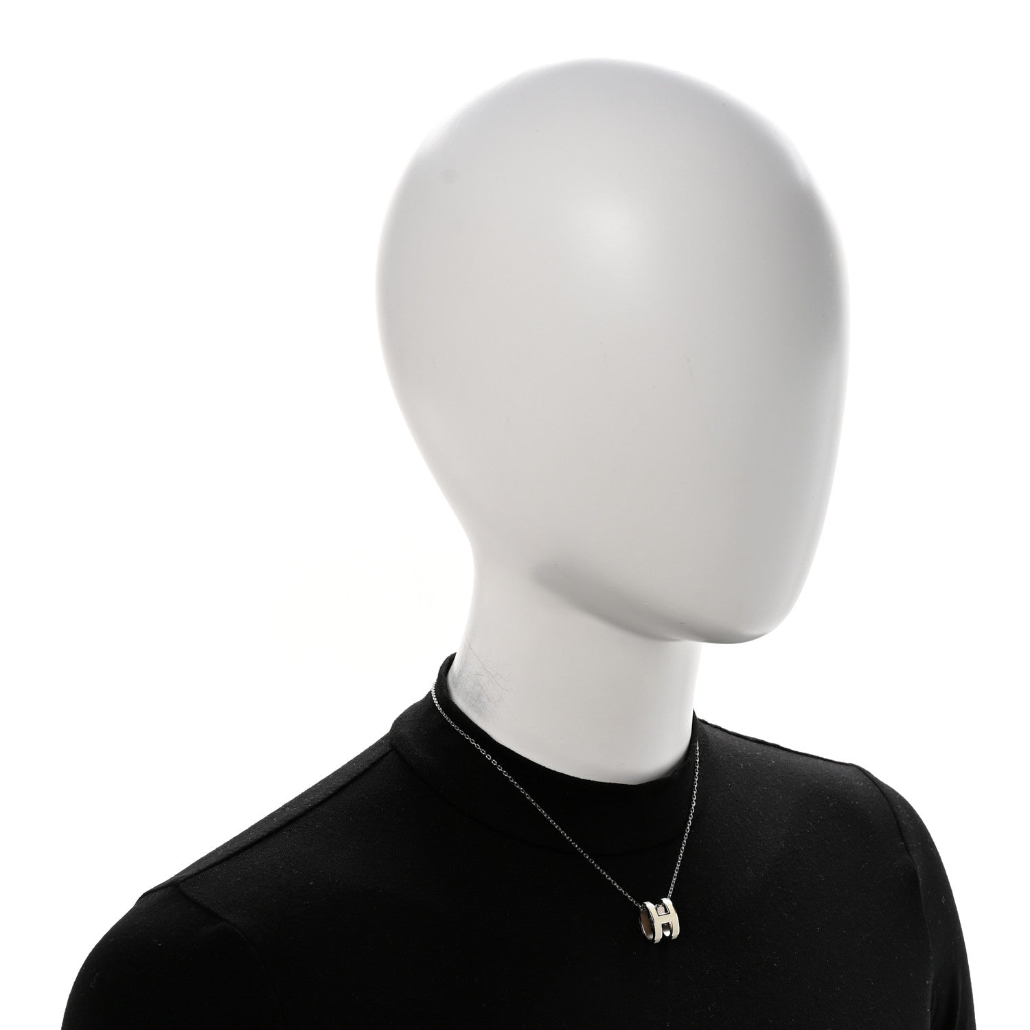 Hermes Lacquered Palladium Pop H Pendant Necklace White 2 of 7