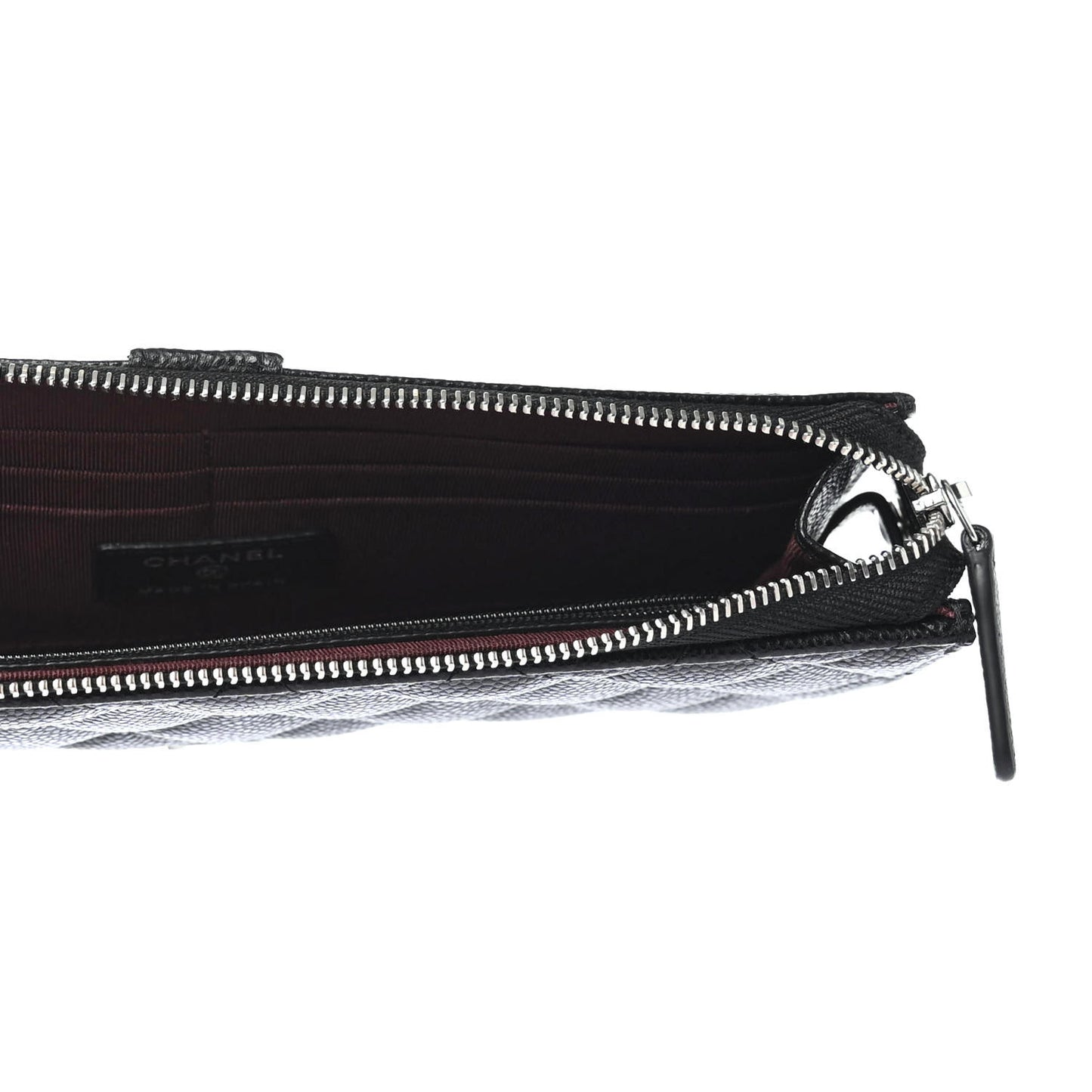 Caviar Quilted Classic Pouch With Handle Black