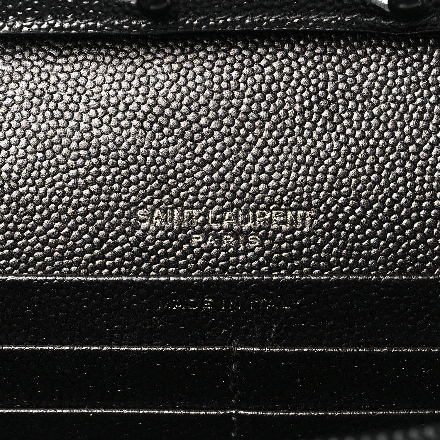 Saint Laurent Grain De Poudre Matelasse Chevron Monogram Monochrome Chain Wallet Black 6 of 9