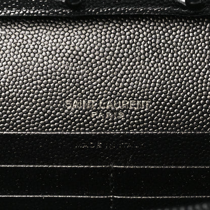 Saint Laurent Grain De Poudre Matelasse Chevron Monogram Monochrome Chain Wallet Black 6 of 9