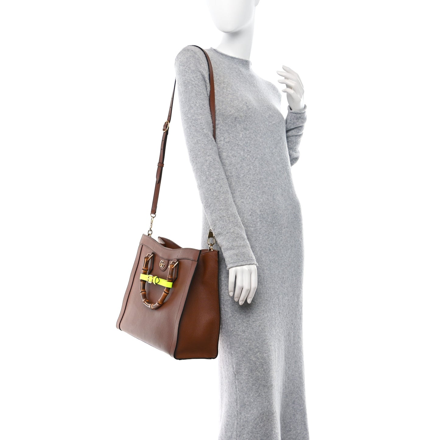 Wonka Grain Calfskin Medium Diana Tote Bag Cuir Yellow Fluo