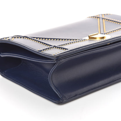 Christian Dior Lambskin Studded Medium Diorama Flap Bag Navy Blue 8 of 10