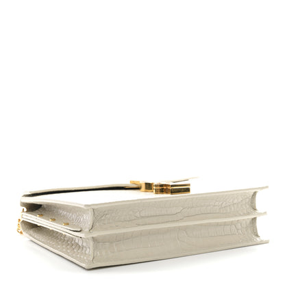 Saint Laurent Calfskin Crocodile Embossed Monogram Cassandra Clasp Bag Crema Soft 4 of 11