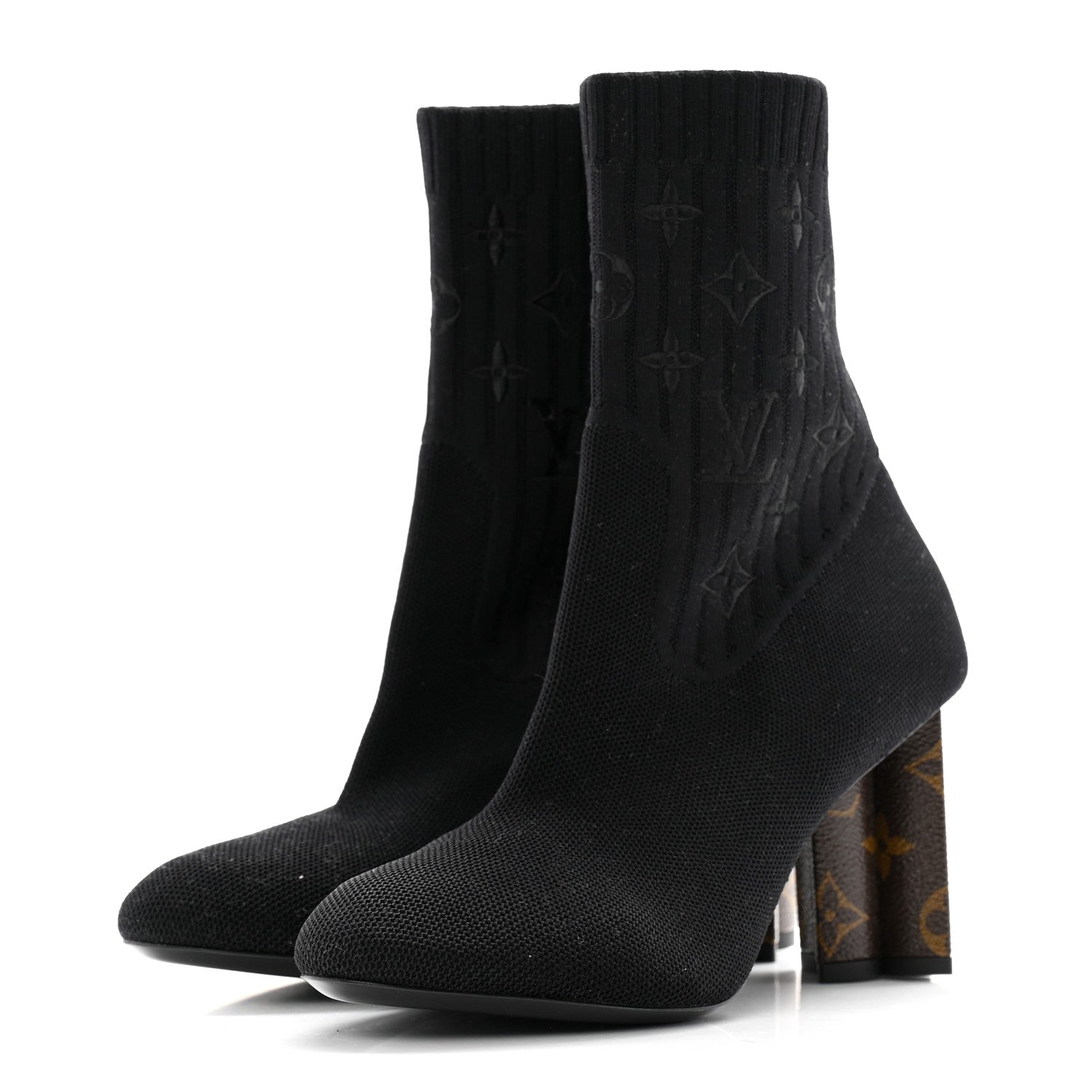 Louis Vuitton Monogram Stretch Fabric Silhouette Ankle Boots 37 Black 3 of 8