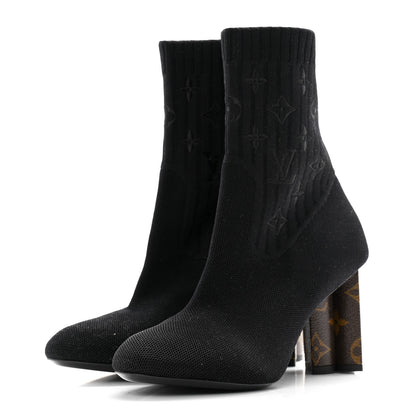 Louis Vuitton Monogram Stretch Fabric Silhouette Ankle Boots 37 Black 3 of 8