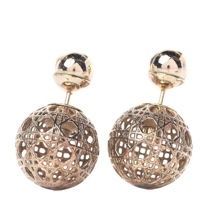 Christian Dior Cannage Mise En Dior Tribal Earrings Gold 1 of 4