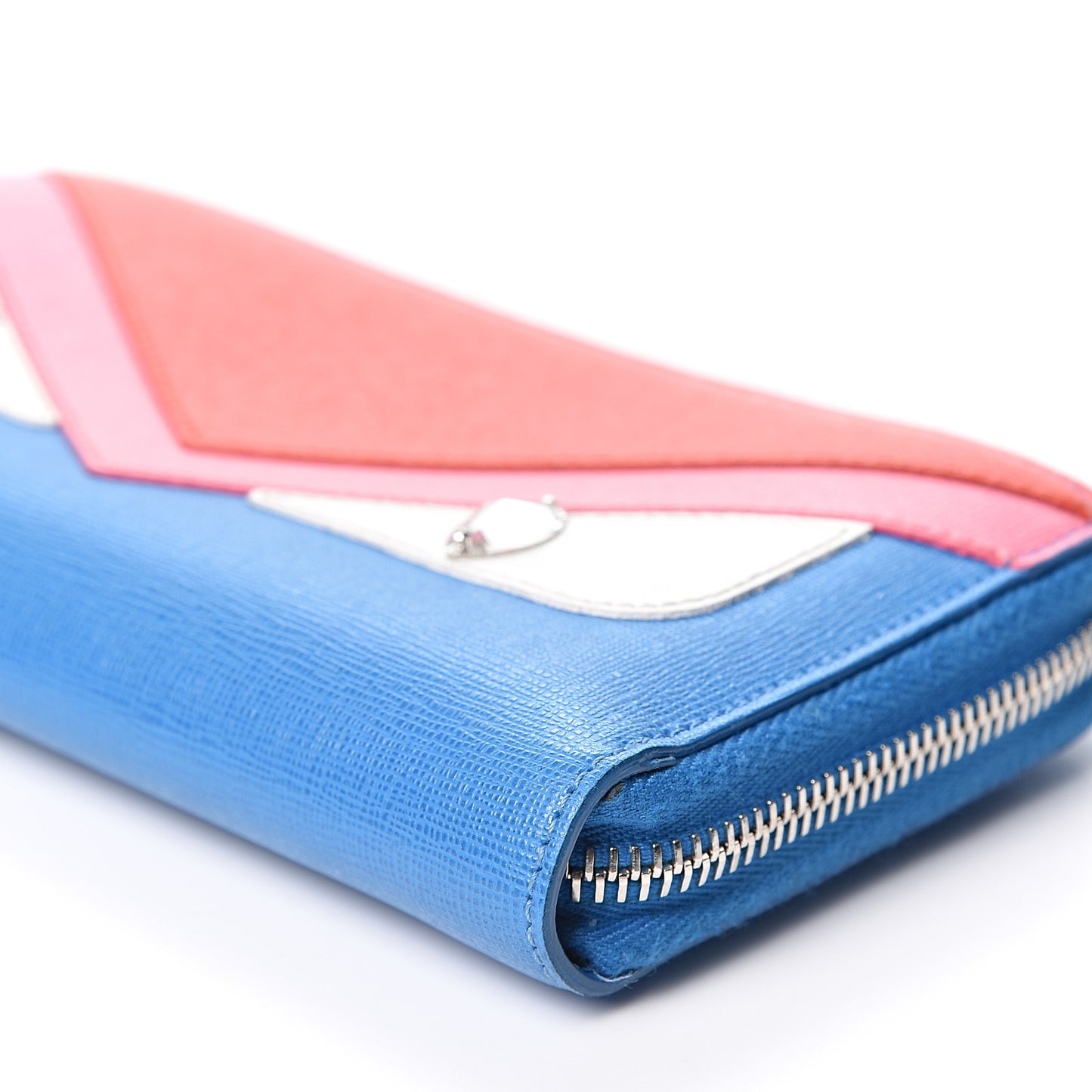 Vitello Elite Crystal Eye Monster Zip Around Wallet Royal Blue Papavero Multicolor