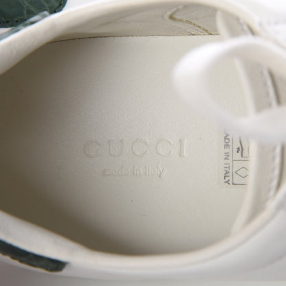 Gucci Calfskin Crocodile Web Ace Sneakers 37 White Green 19 of 21