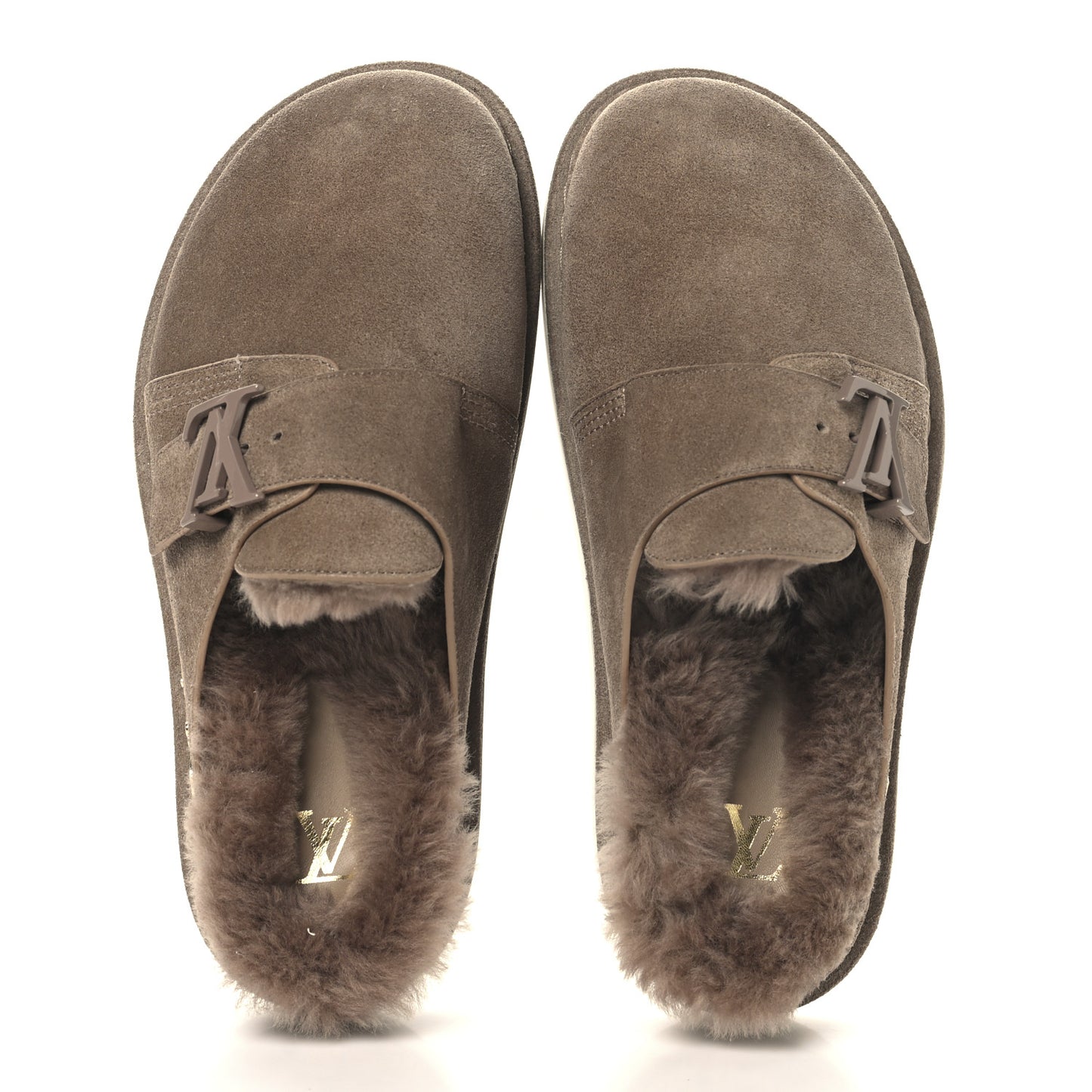 Monogram Fur LV Easy Mule 6 Brown