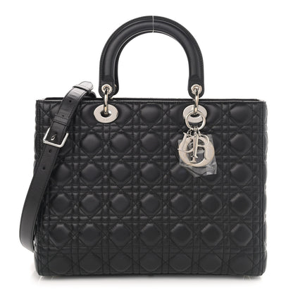 Christian Dior Lambskin Cannage Large Lady Dior Black 1 of 10