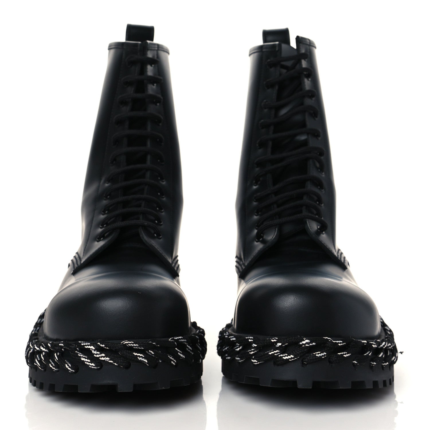 Balenciaga Calfskin Woven Detail Mens Combat Boots 44 Black 3 of 16