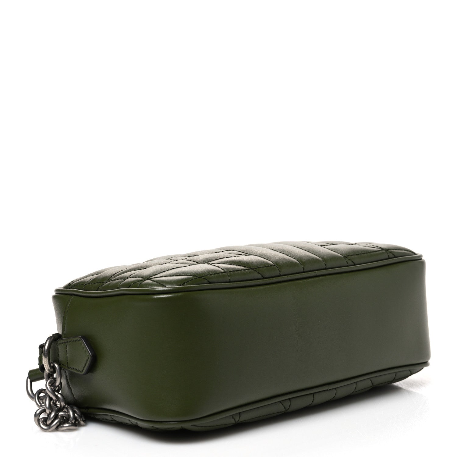 Gucci Calfskin Matelasse Aria Small GG Marmont Chain Shoulder Bag Military Wood 4 of 10