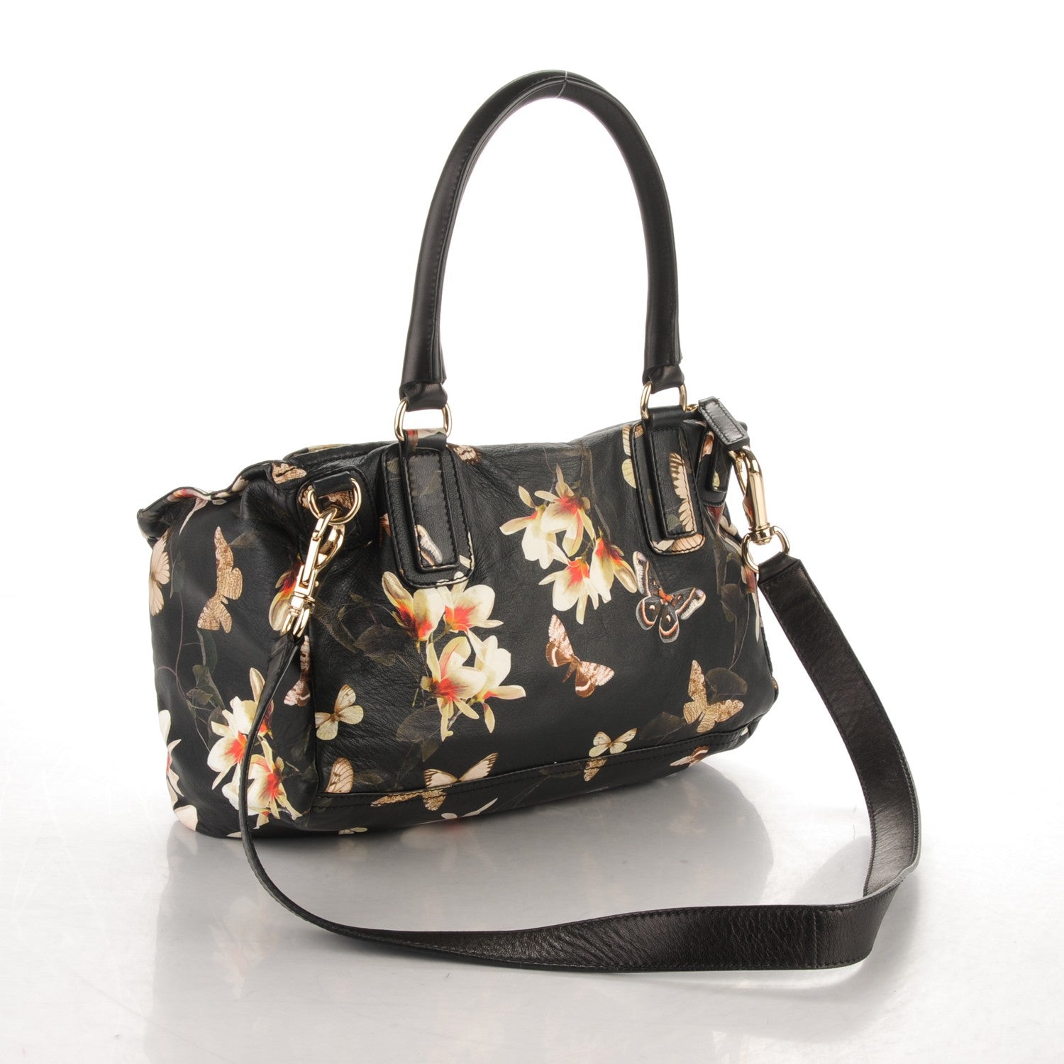 Givenchy Lambskin Magnolia and Moth Print Medium Pandora Black 3 of 7