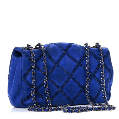 Chanel Suede Diamond Embellished Medium Single Flap Blue 3 of 18