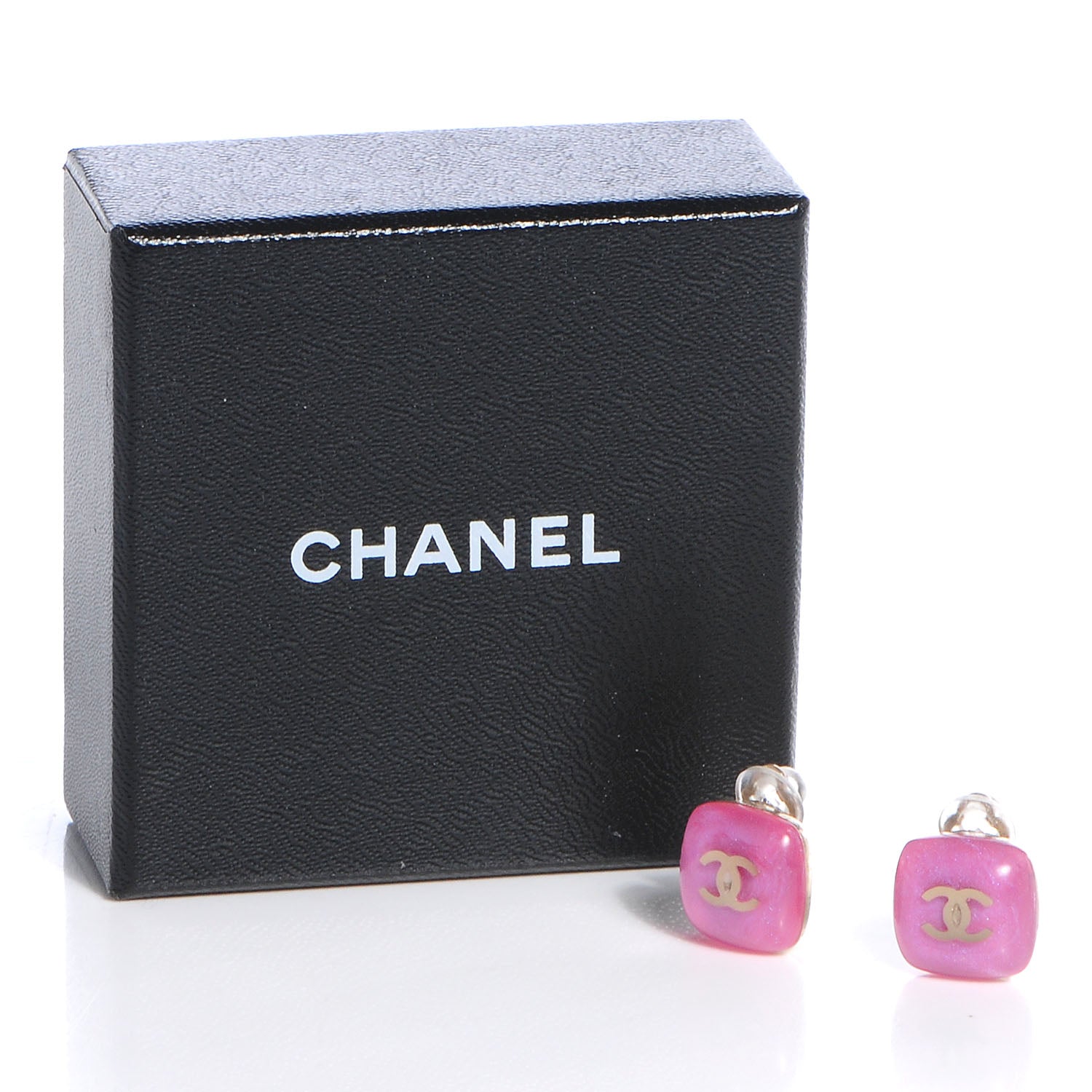 Chanel Resin CC Iridescent Clip On Earrings Pink 5 of 5