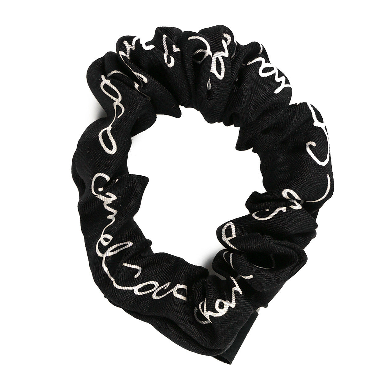 Silk CC Twilly Hair Tie Black White