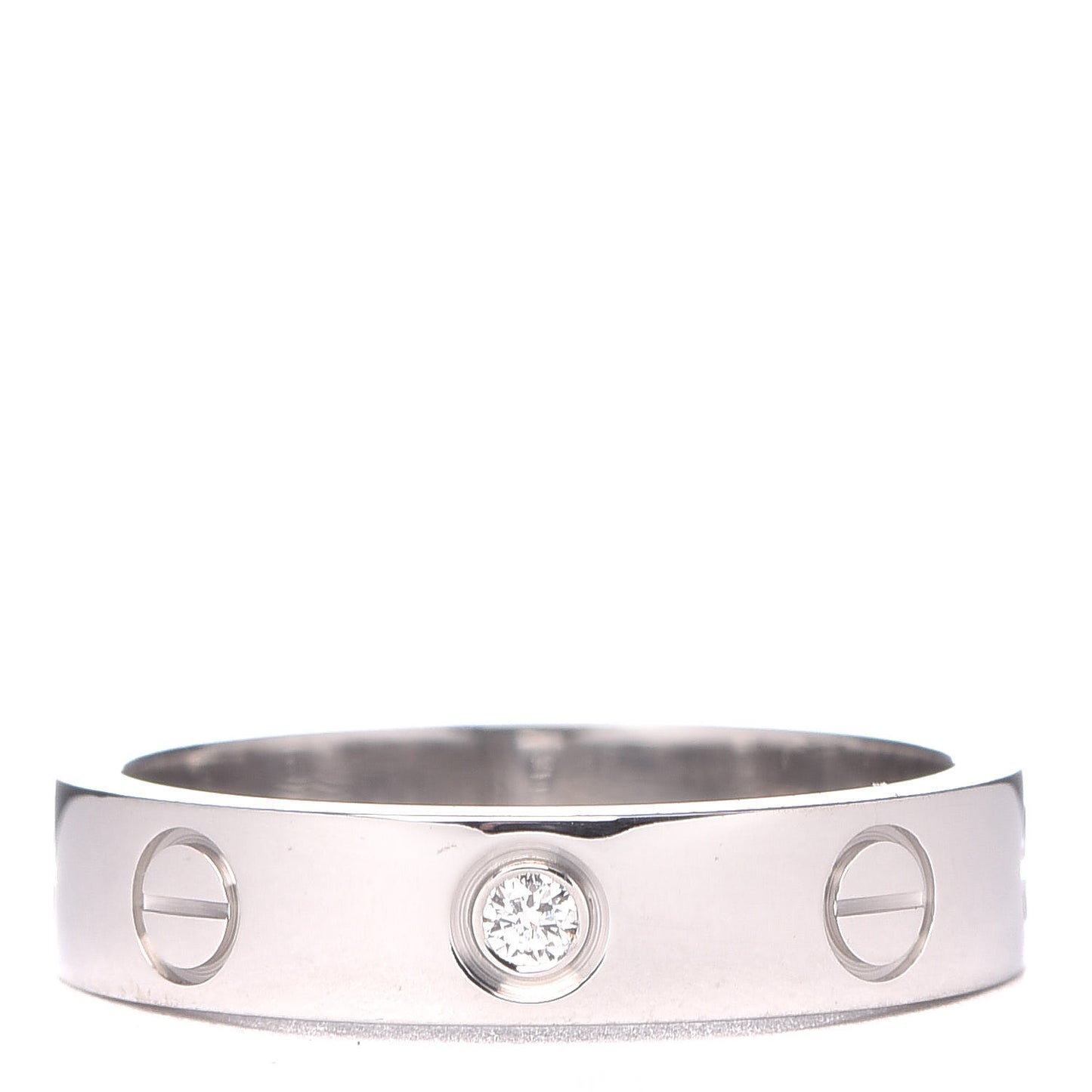 18K White Gold Diamond 3.5mm LOVE Wedding Band Ring 49 4.75