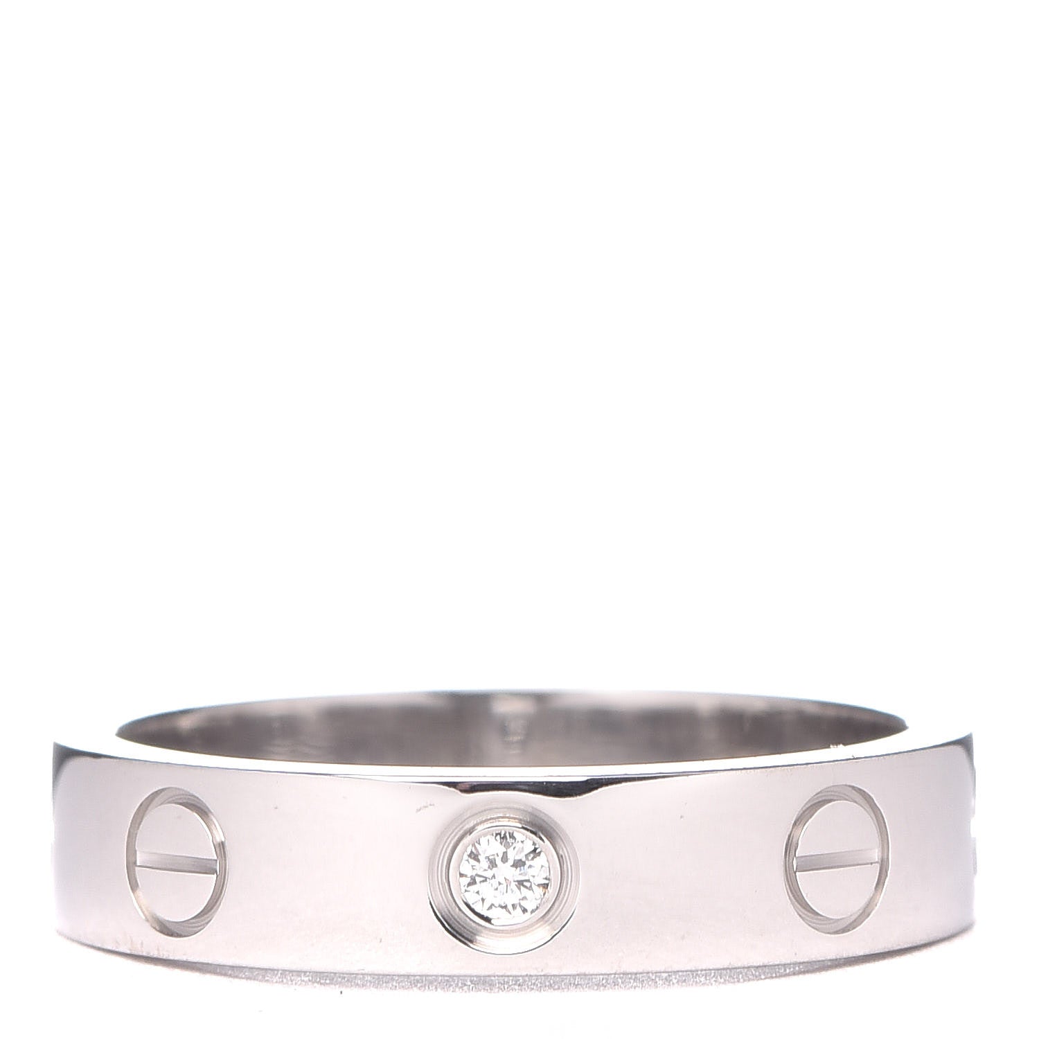 Cartier 18K White Gold Diamond 3.5mm LOVE Wedding Band Ring 49 4.75 1 of 4