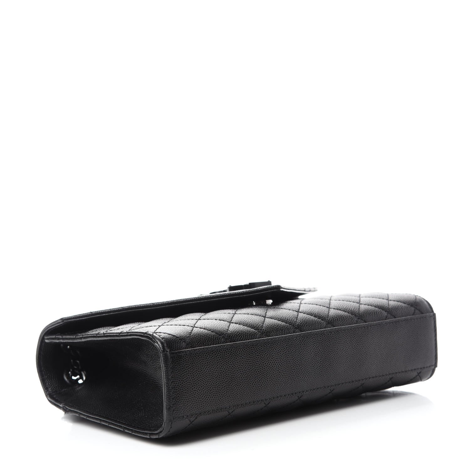 Saint Laurent Grain De Poudre Textured Mixed Matelasse Triquilt Medium Monogram Satchel Black 4 of 12