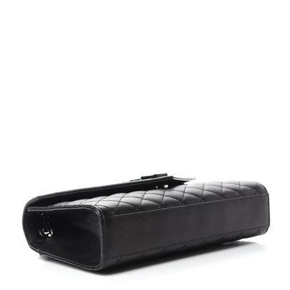 Saint Laurent Grain De Poudre Textured Mixed Matelasse Triquilt Medium Monogram Satchel Black 4 of 12