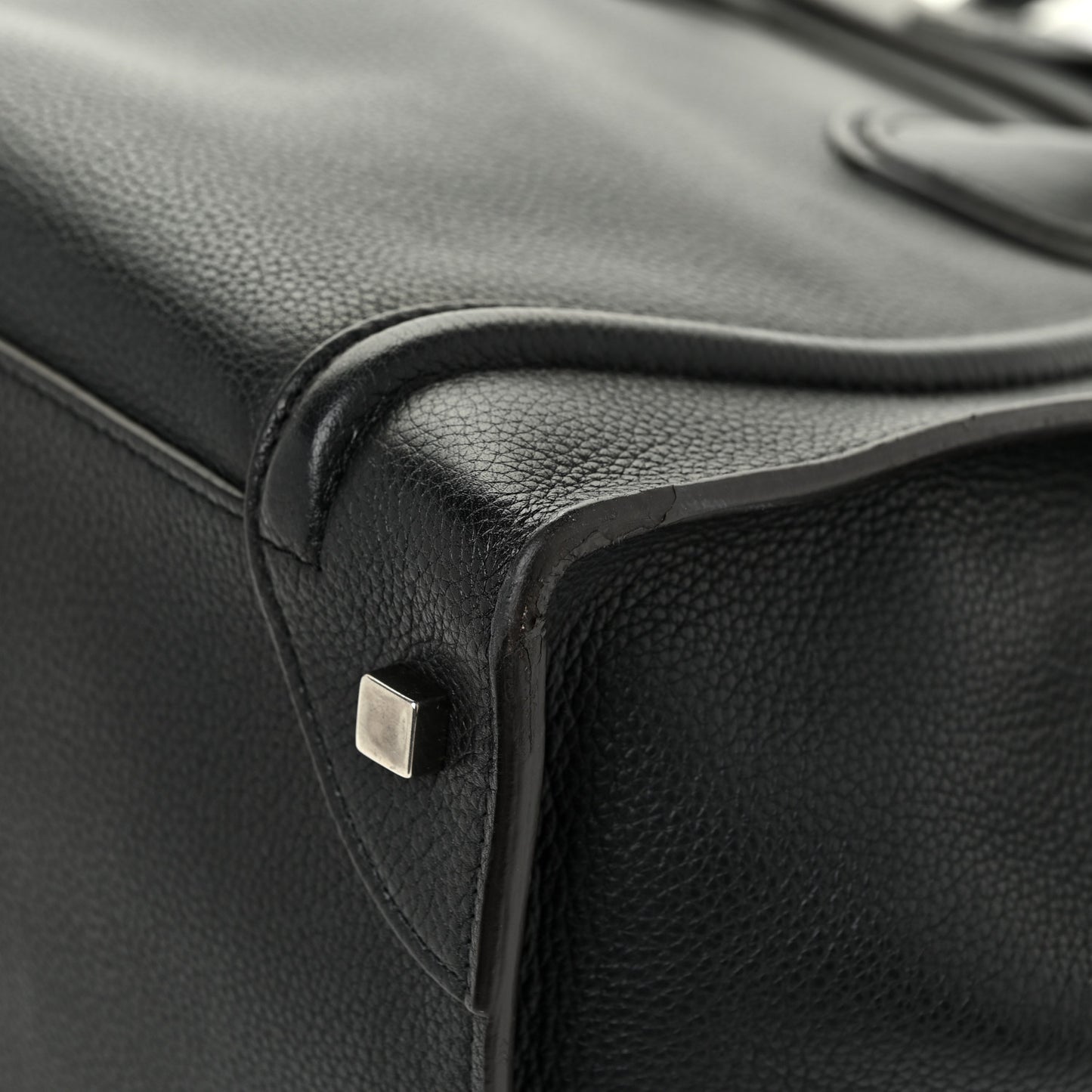 Drummed Calfskin Mini Luggage Black