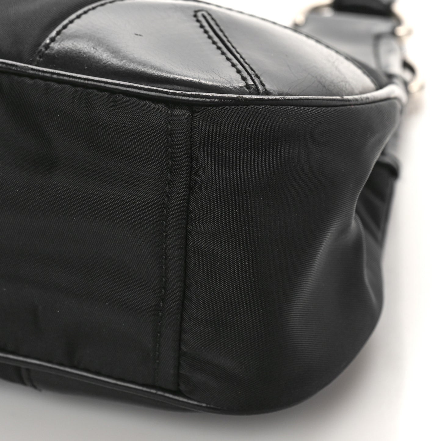 Tessuto Nylon Calfskin Shoulder Bag Black