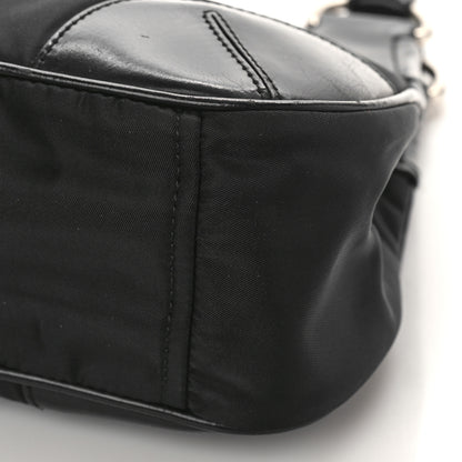 Prada Tessuto Nylon Calfskin Shoulder Bag Black 8 of 8