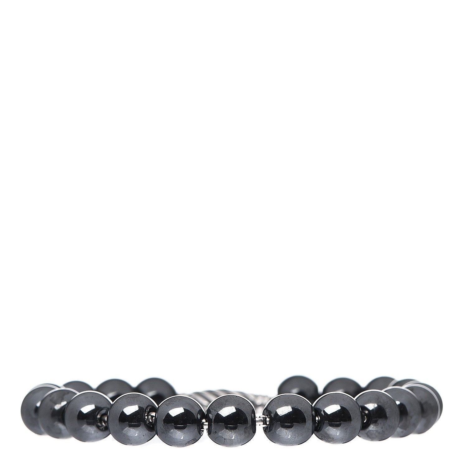 David Yurman Sterling Silver Hematite 8mm Spiritual Beads Adjustable Bracelet 1 of 3
