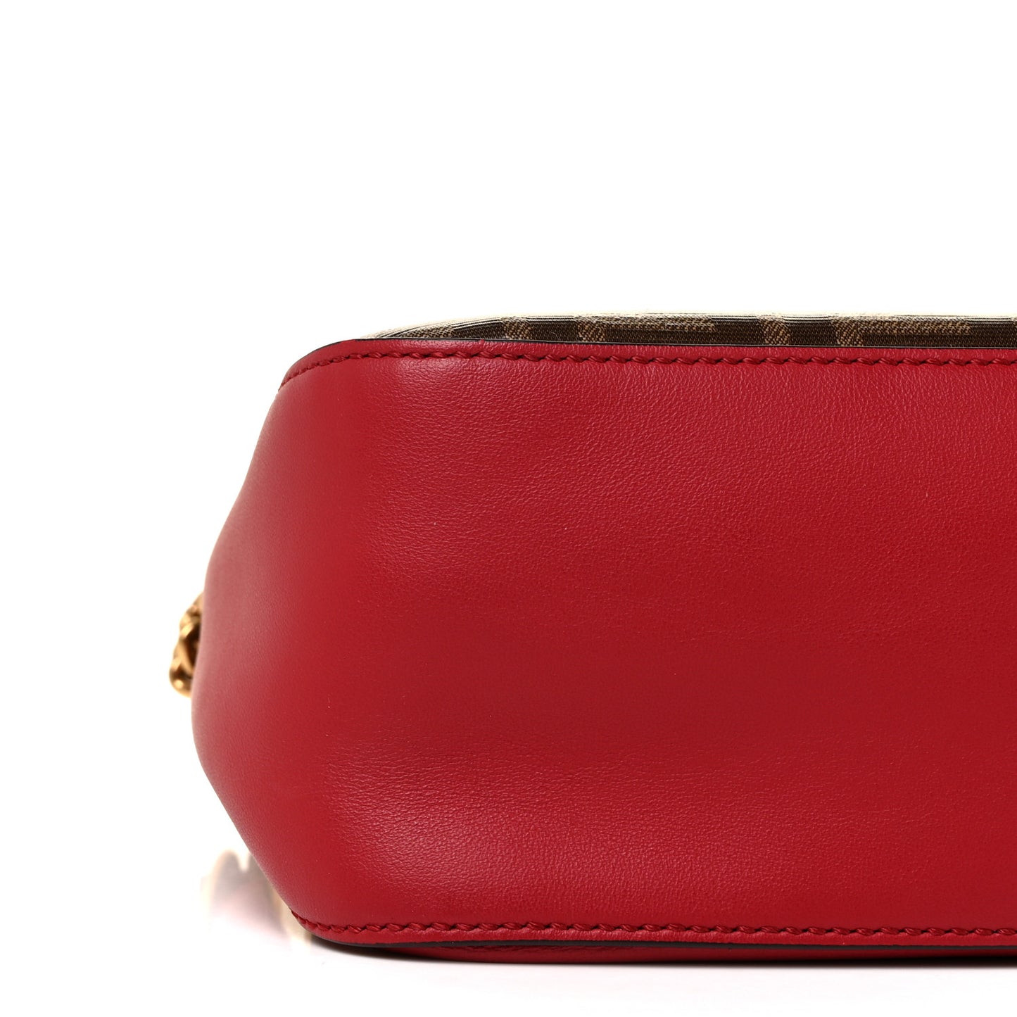 Vitello Grace Glazed Fabric FF 1974 Double F Shoulder Bag Fragola Mogano Panna